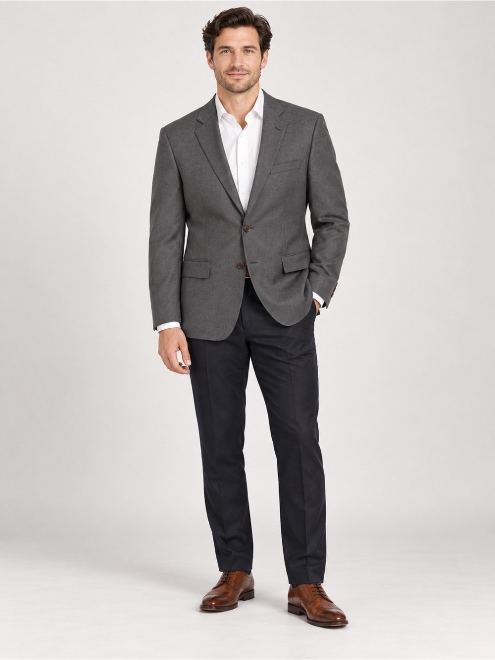 Brooks Brothers 43R Men’s Wool Herringbone Blazer Charcoal Gray